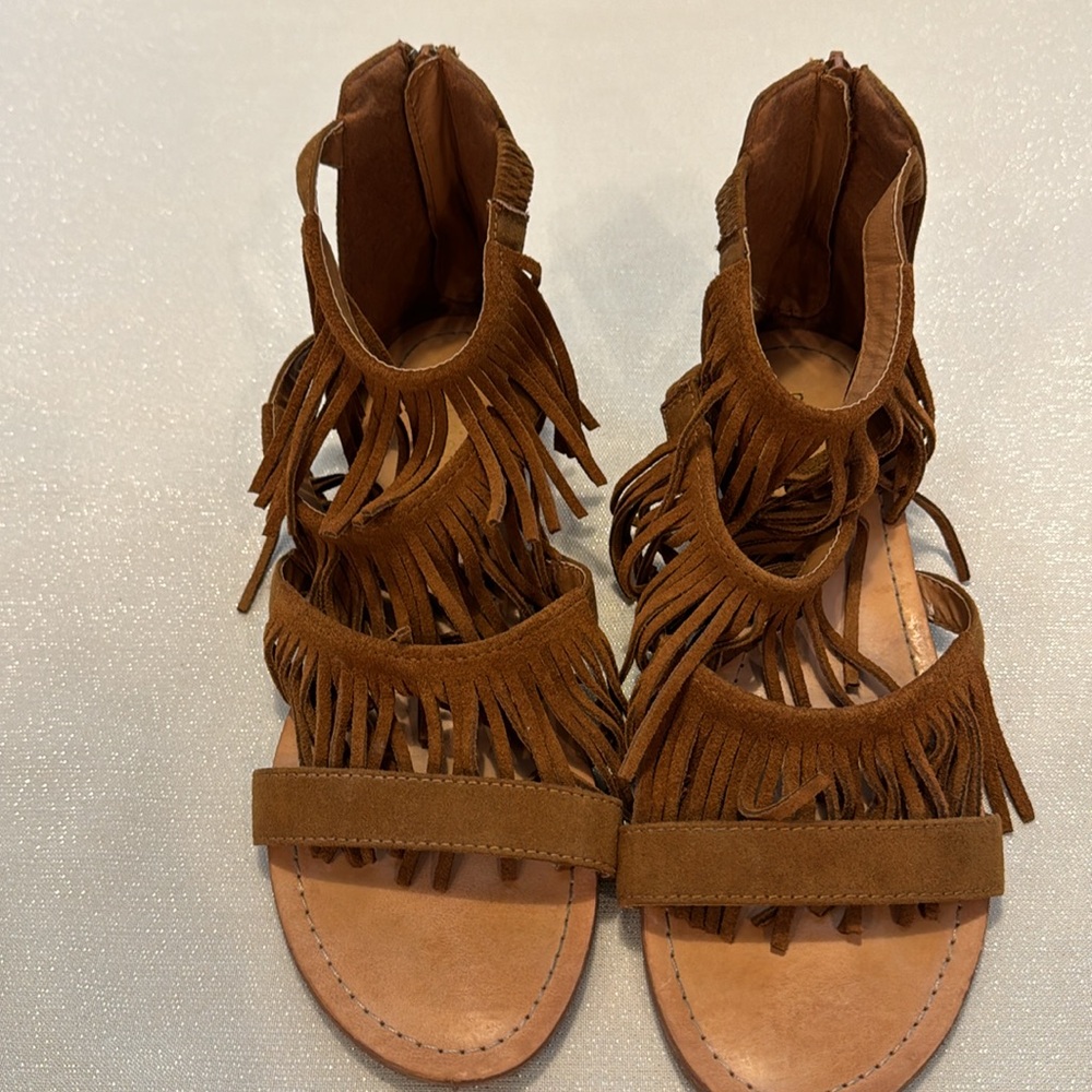 Madden Girl Brown Suede Tassels Sandals. Size 8 M